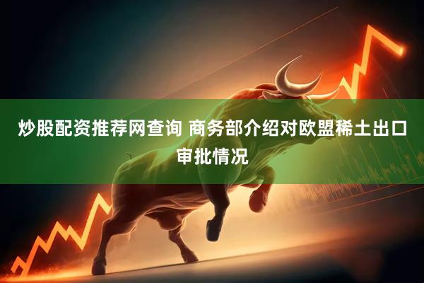 炒股配资推荐网查询 商务部介绍对欧盟稀土出口审批情况